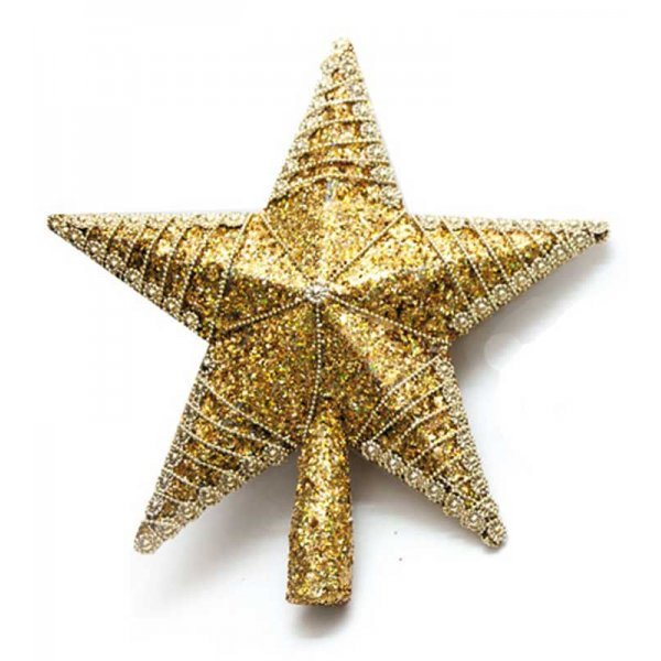Χριστουγεννιάτικη Κορυφή Δέντρου Χρυσό Αστέρι, με Αλυσίδα (25cm)